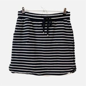 Dakini Cotton Blend Striped Mini Skirt Elastic Waist Drawstring Pockets ⬛️⬜️